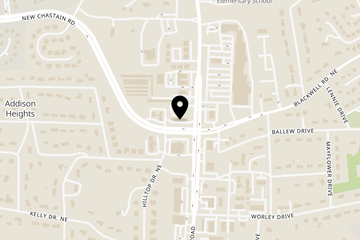 Map showing the location of ASIAN FOODIE & BUBBLE DRINK on 3349 Canton Rd Ste 201 in Marietta